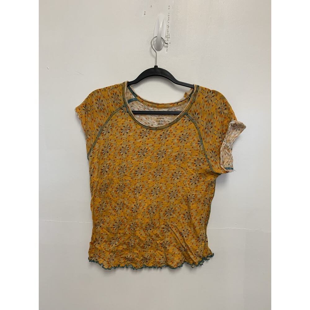 Natural Life Orange Floral Scoop Neck Tee Short Sleeve Size Medium